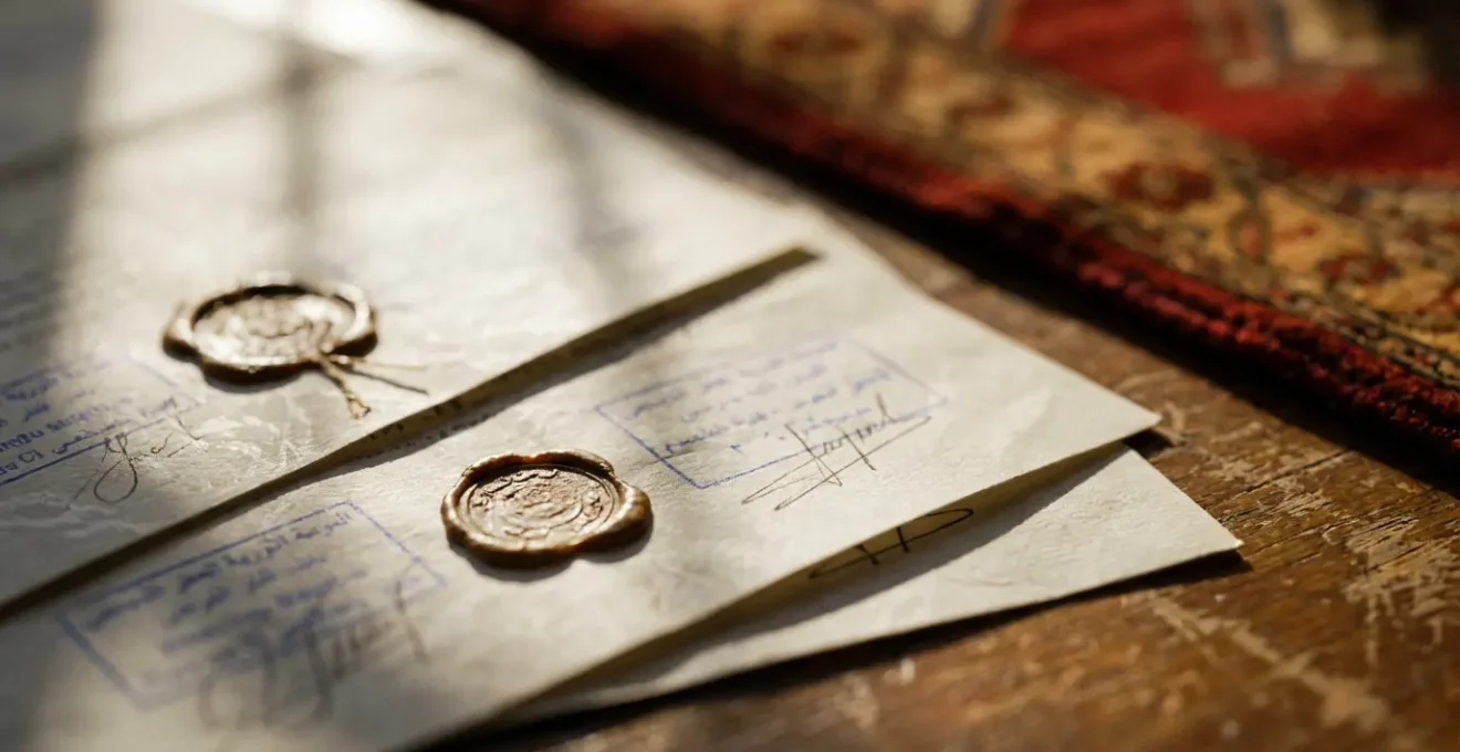 Documents d'exportation étalés sur une table avec tampons officiels et certificats