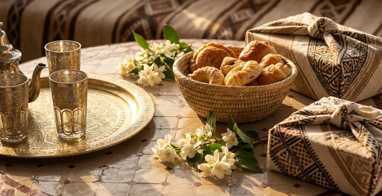 Échange de cadeaux symbolisant la réciprocité dans l'hospitalité tunisienne