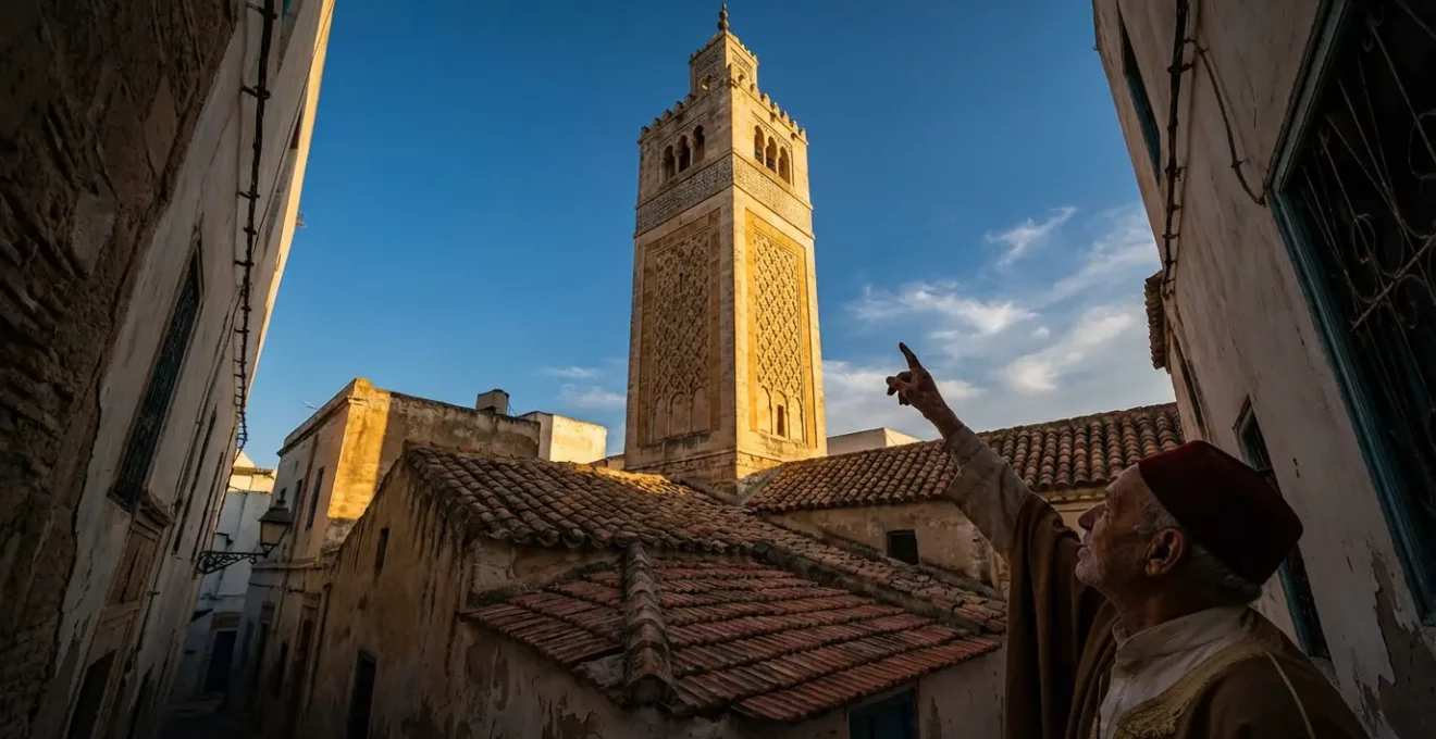 Vue du minaret de la mosquée Zitouna servant de point de repère dans la médina